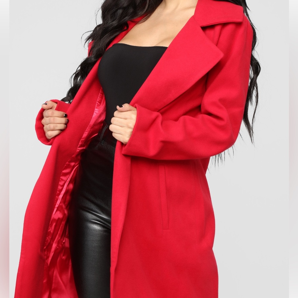 “Upper East Side” Red Ladies Trenchcoat - SZ Med
